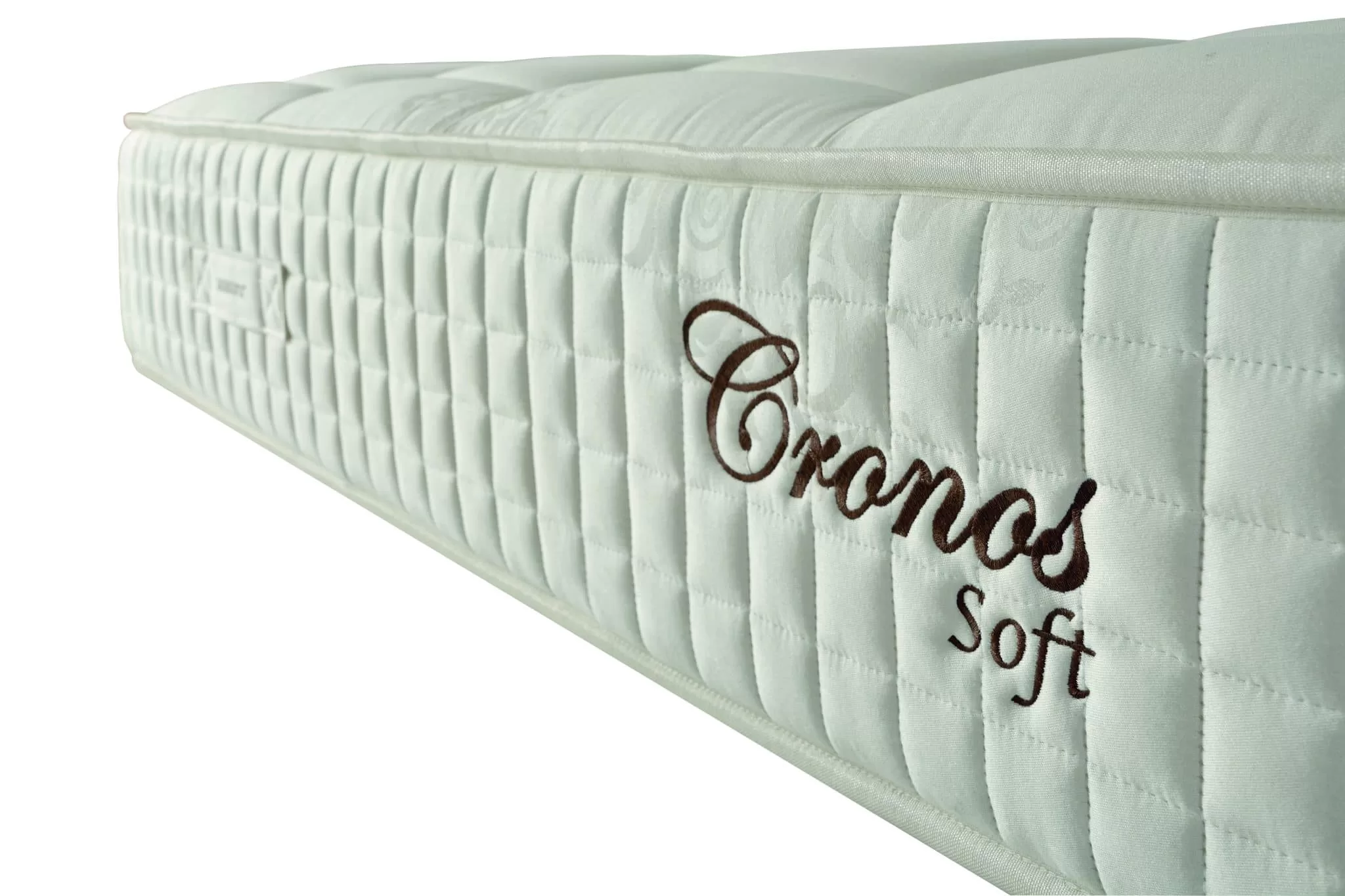 Detalle del colchón modelo Cronos con tejido técnico y acolchado ergonómico